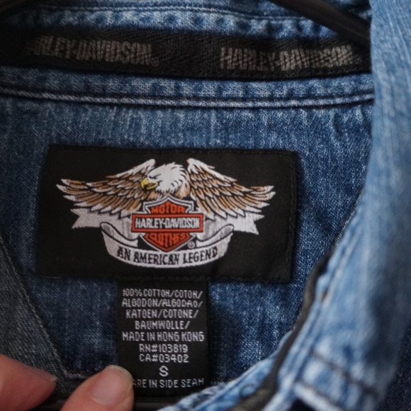 Harley Davidson Women Denim Button Shirt Small - Picture 4 of 7